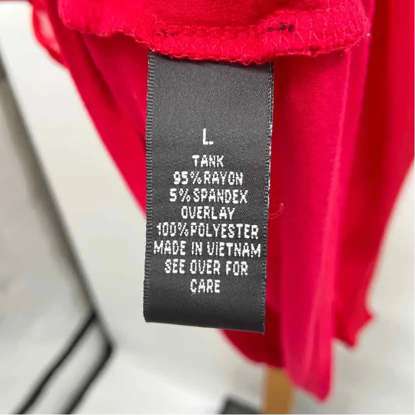 AB Studio Women's Size L Red Solid Tank