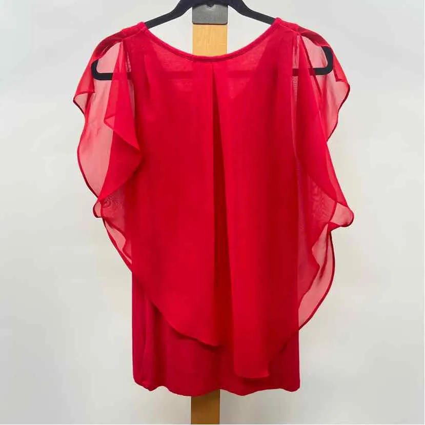 AB Studio Women's Size L Red Solid Tank