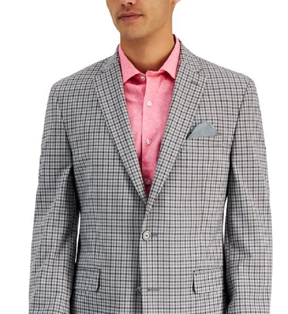Bar III Men's Slim Fit Patterned Blazer Gray Size 36