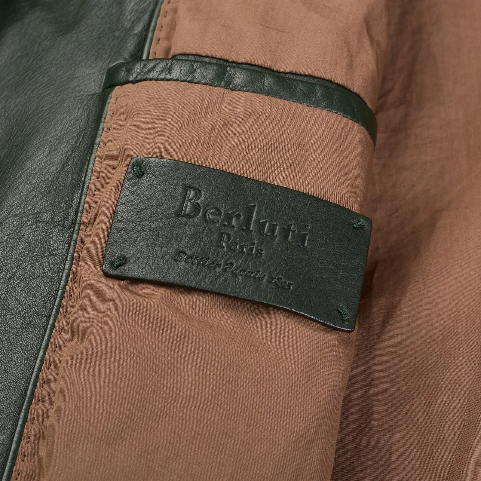 BERLUTI Paris Green Lambskin Leather Bomber Jacket EU R50 US M NEW