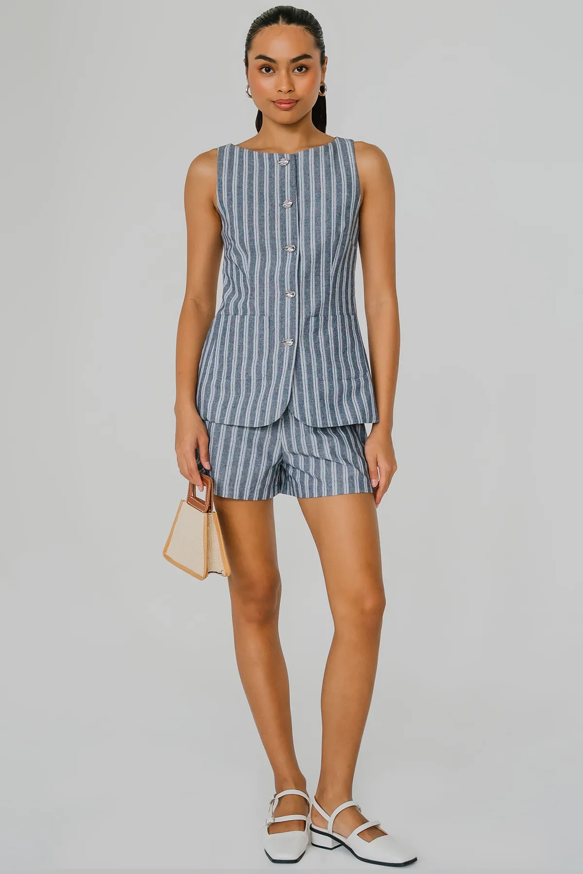 Beverly Hills Boatneck Vest (Striped)