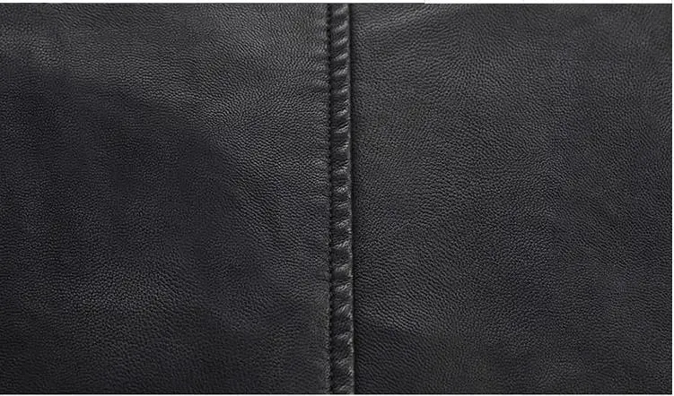 Black Leather Men's Thick Trench Coat