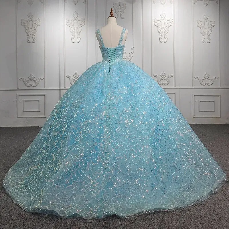 Blue Ball Gown Party Dress