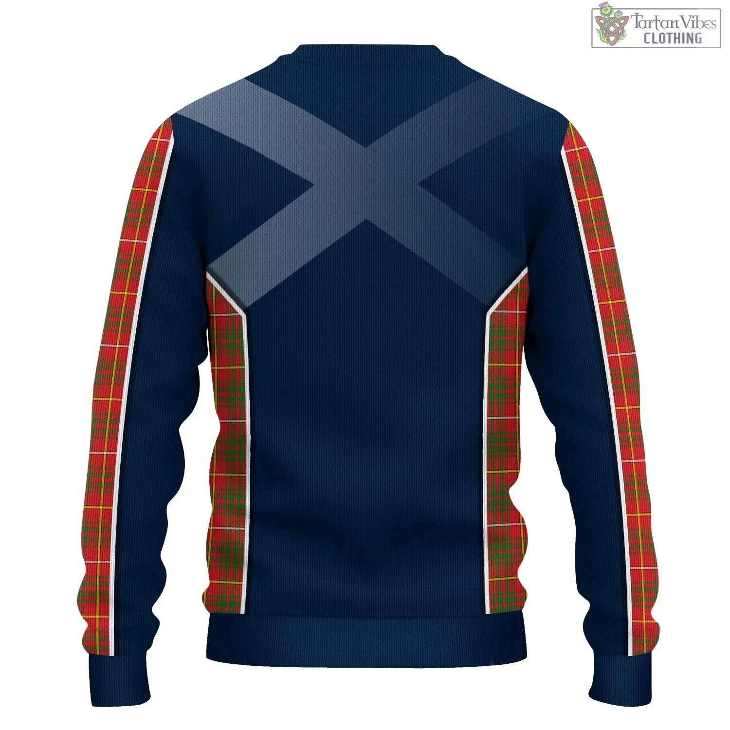 Bruce Modern Tartan Knitted Sweatshirt with Family Crest and Scottish Thistle Vibes Sport Style