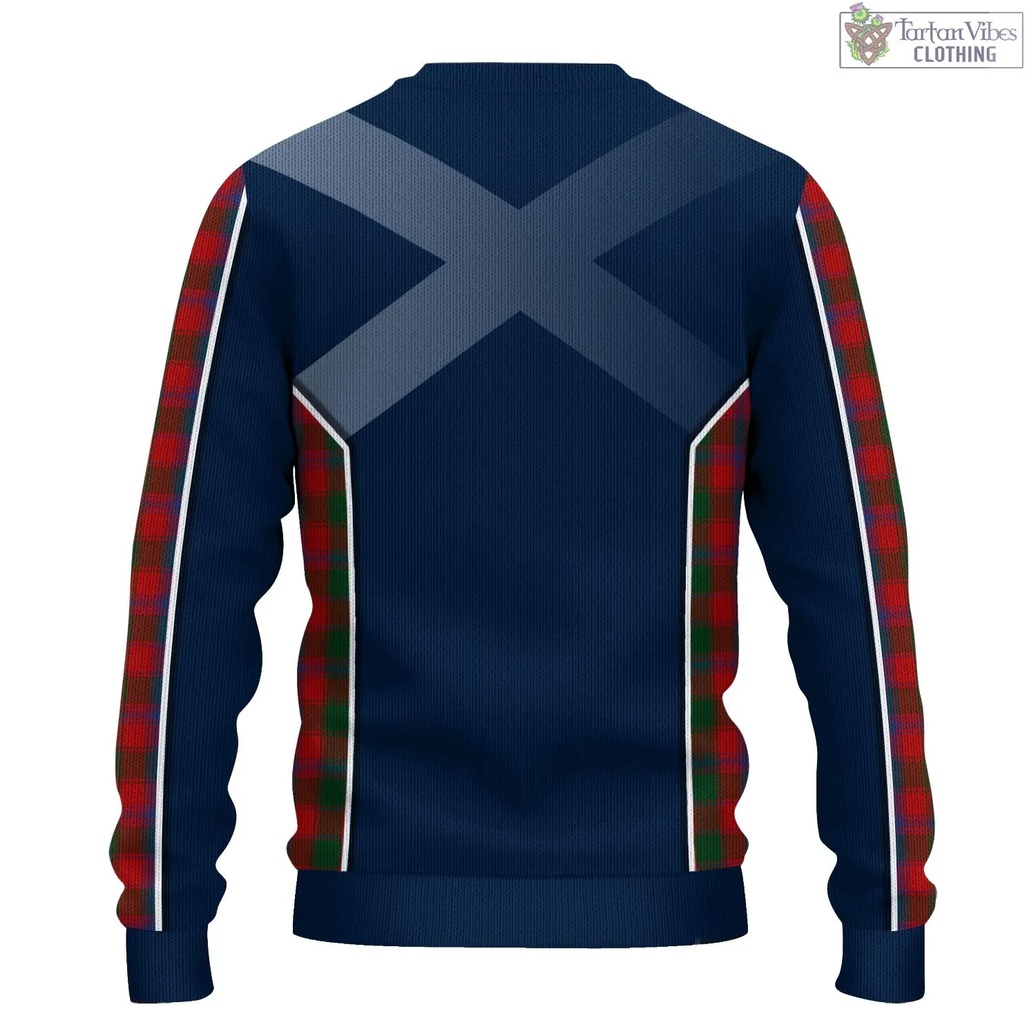 Bruce Old Tartan Knitted Sweatshirt with Family Crest and Scottish Thistle Vibes Sport Style