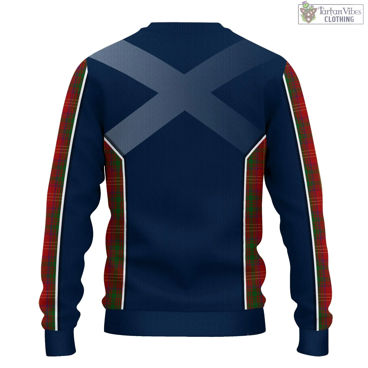 Burns Tartan Knitted Sweatshirt with Family Crest and Scottish Thistle Vibes Sport Style