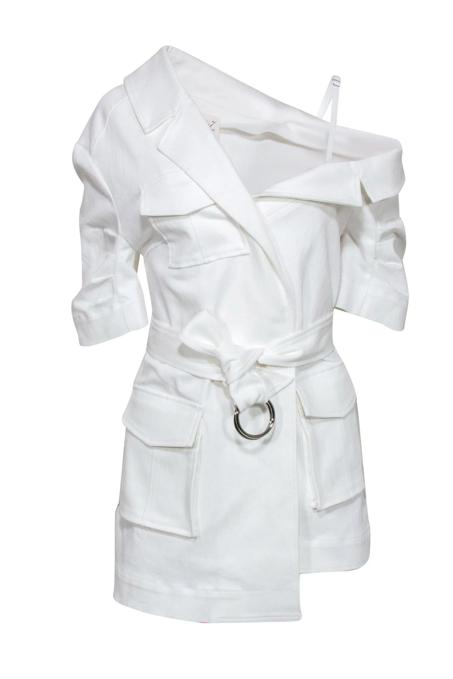 Cinq a Sept - White Asymmetric Cropped Sleeve "Katie" Jacket Sz 12