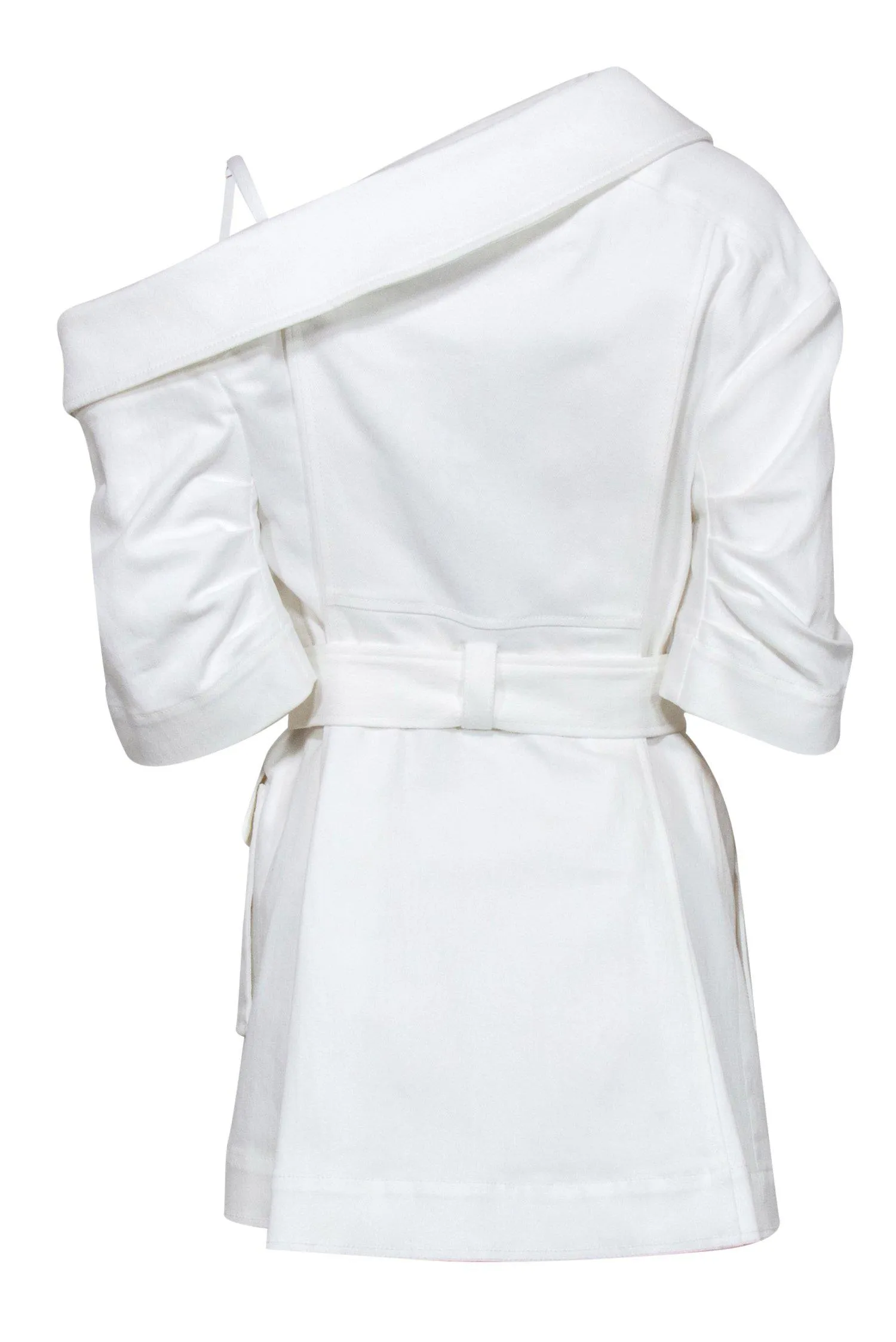 Cinq a Sept - White Asymmetric Cropped Sleeve "Katie" Jacket Sz 12