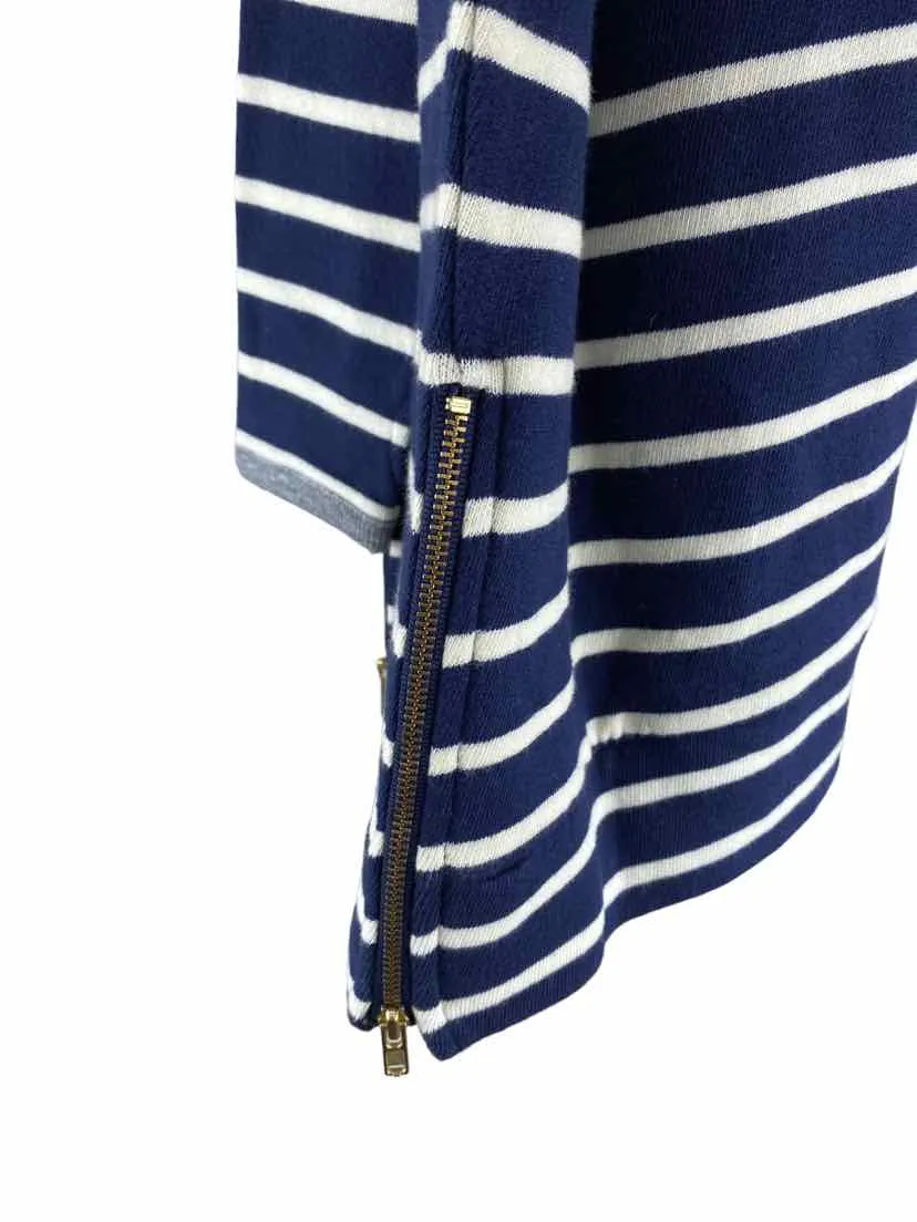 Crewcuts Girls' Striped French Terry Top  Navy/Ivory Size 8