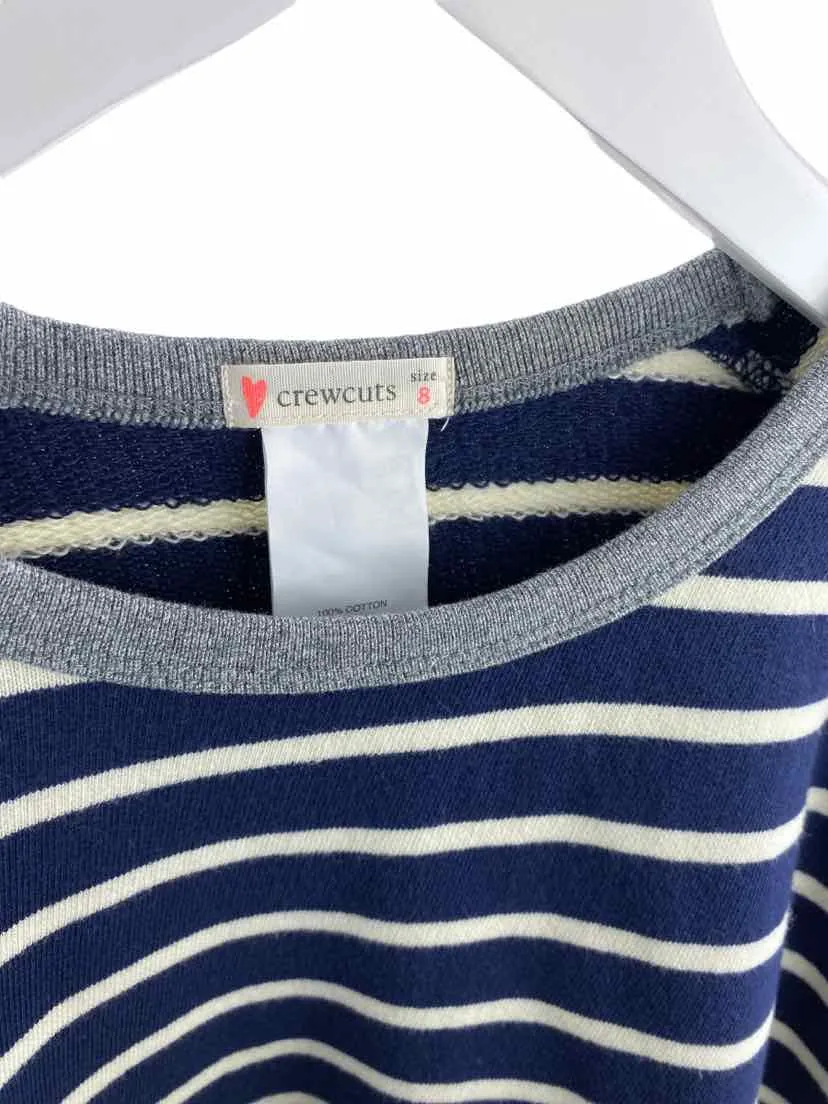Crewcuts Girls' Striped French Terry Top  Navy/Ivory Size 8