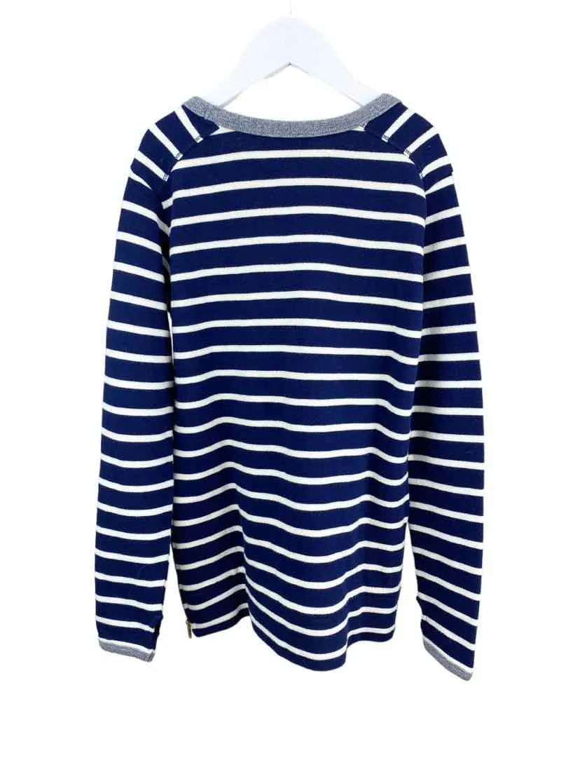 Crewcuts Girls' Striped French Terry Top  Navy/Ivory Size 8