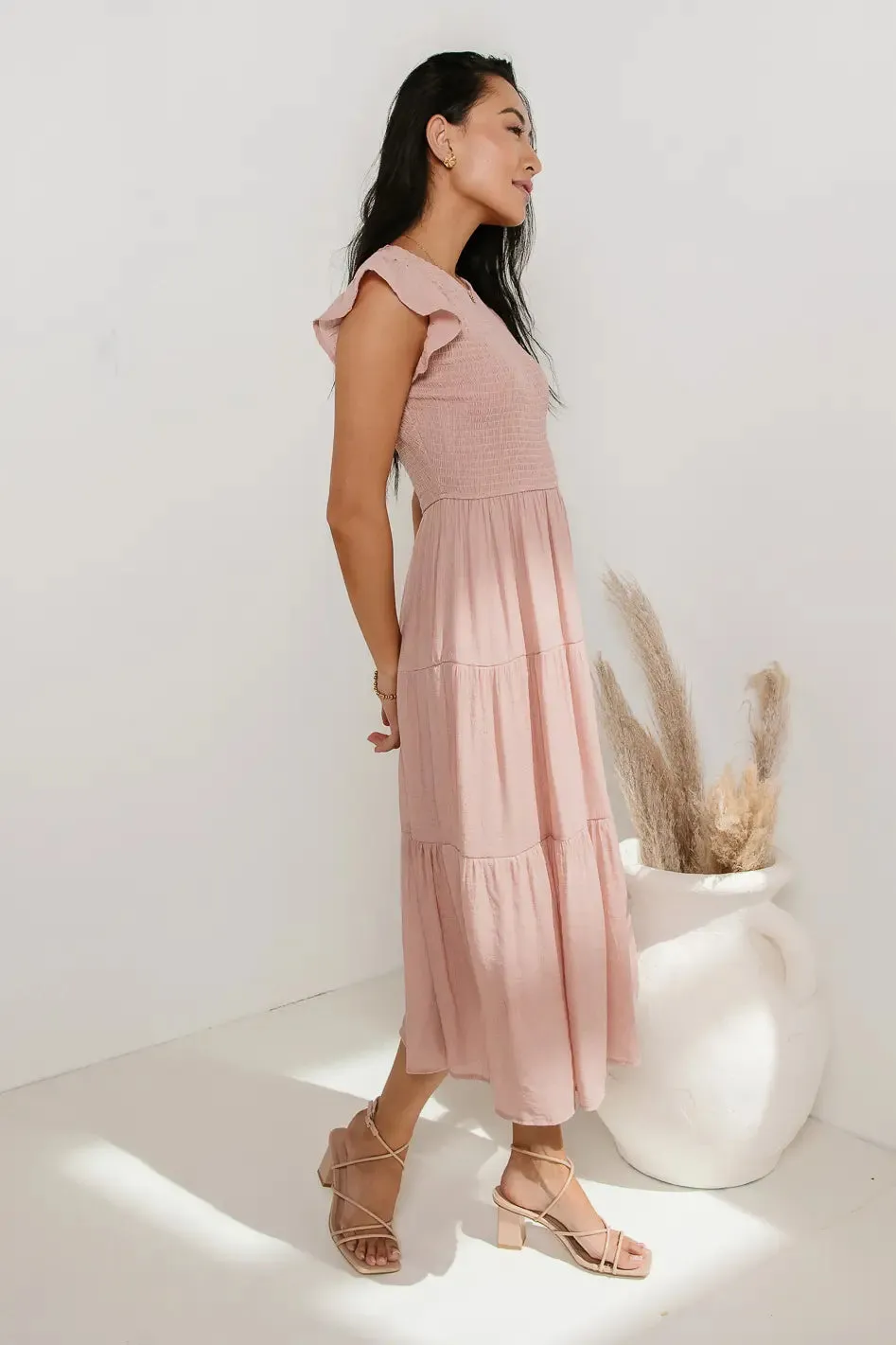 Declan Midi Dress in Blush