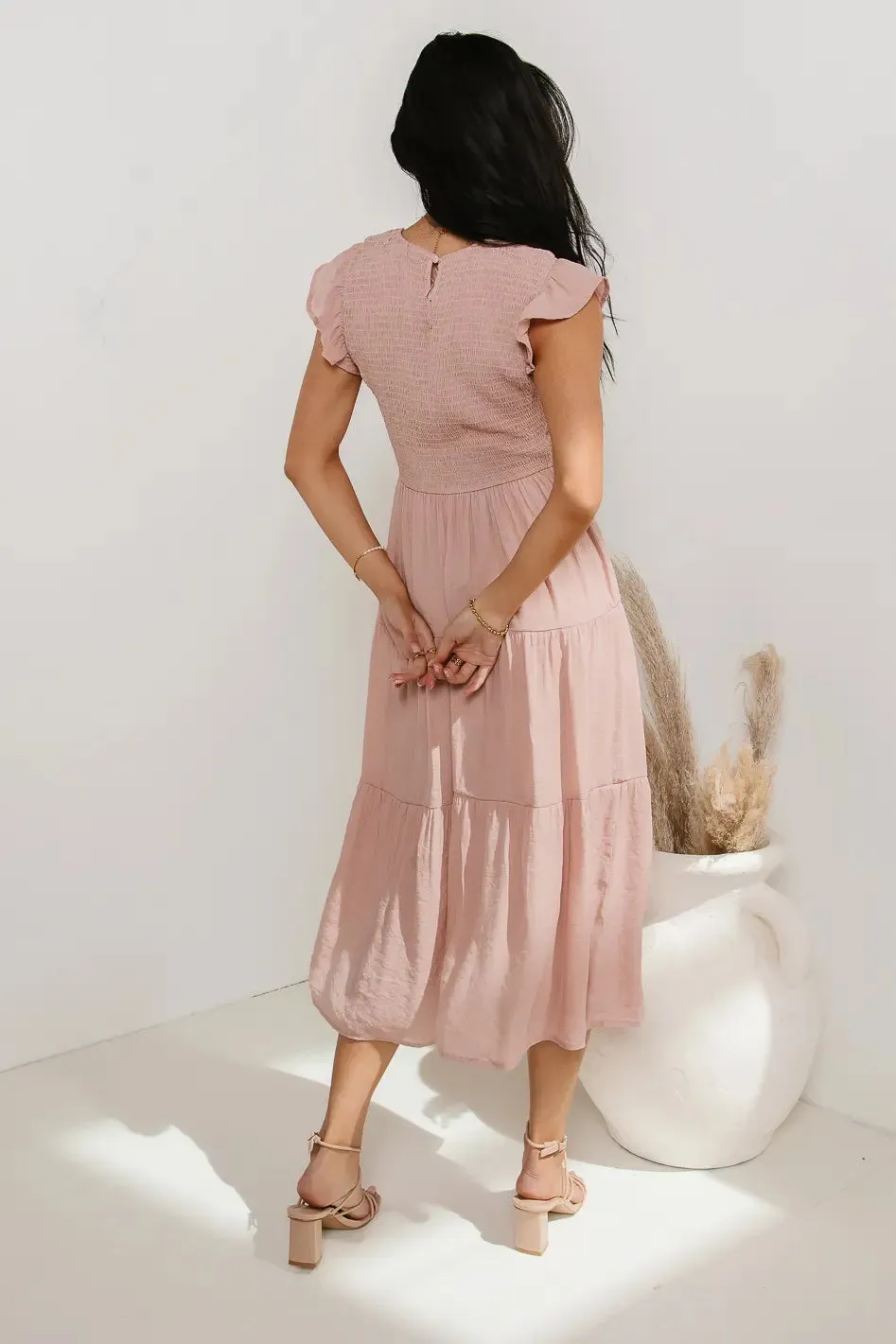 Declan Midi Dress in Blush