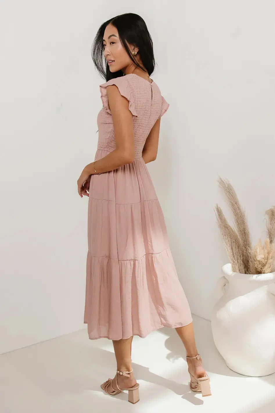 Declan Midi Dress in Blush