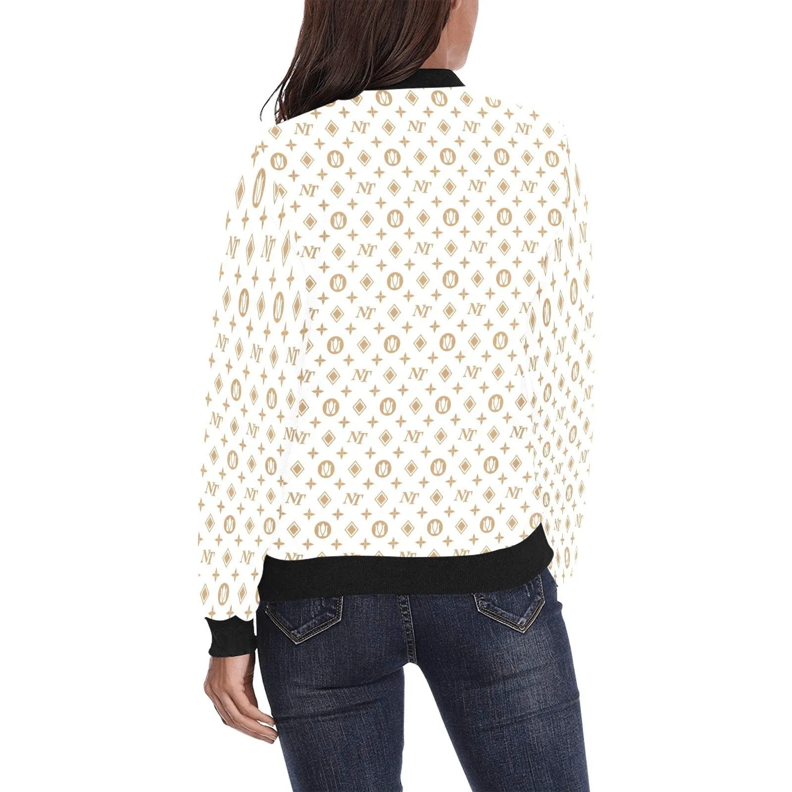 Fancy NT White Bomber Jacket for Women
