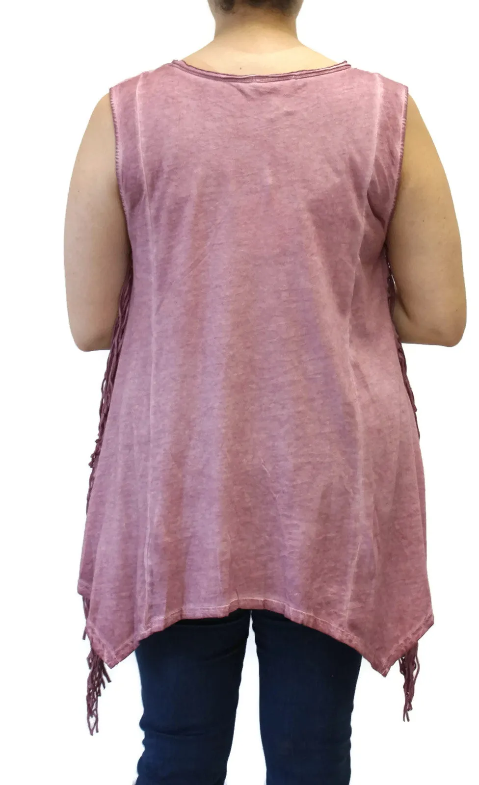 Fringe Sharkbite Tunic, Mauve
