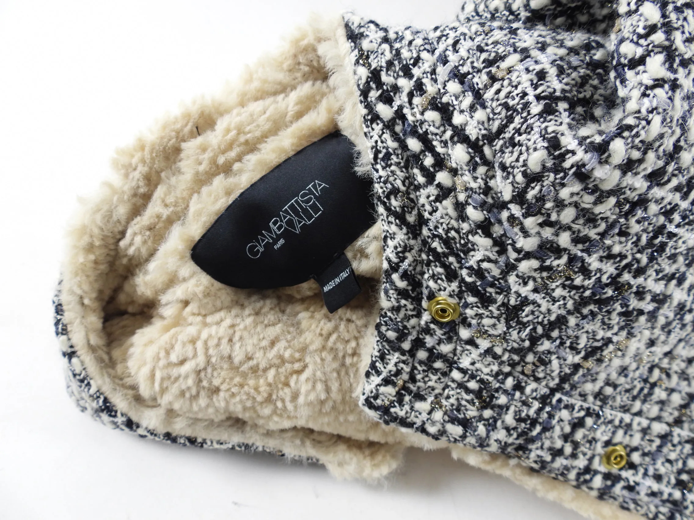 Giambattista Valli AW21 Tweed Faux Shearling Jacket - IT40 / S
