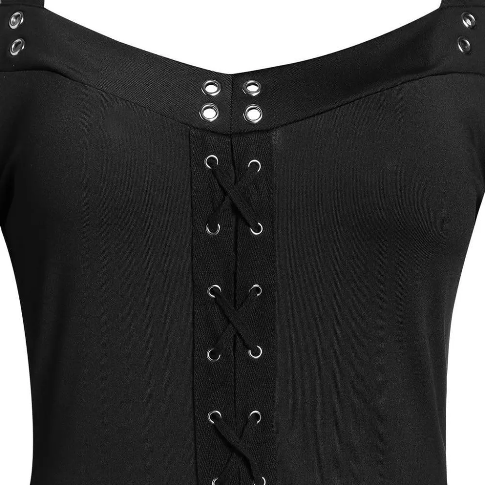 Gothic Flared Lace Sleeve Vintage Style Dress Grunge Fairy Lace Patchwork Black Y2K Punk Mall Goth Rock Kawaii Cute Sexy Floral