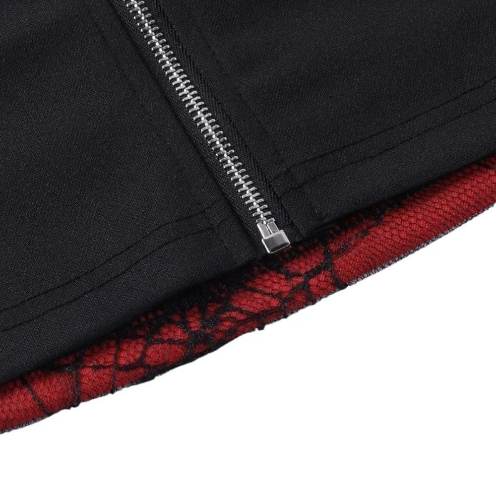 Gothic Spiderweb Net Mesh Panel Camisole: Lace Trim and Bow Detail Pink, White and Red