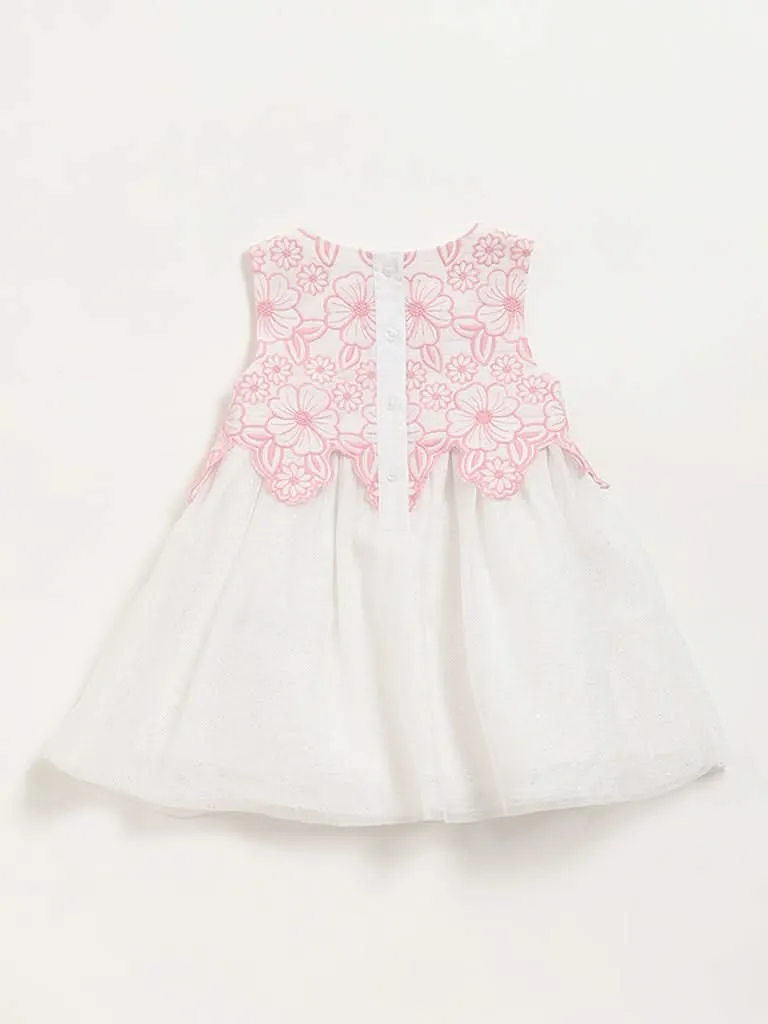 HOP Baby White Floral Glittery Dress