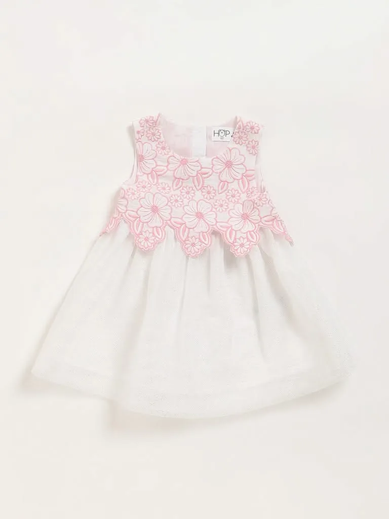 HOP Baby White Floral Glittery Dress