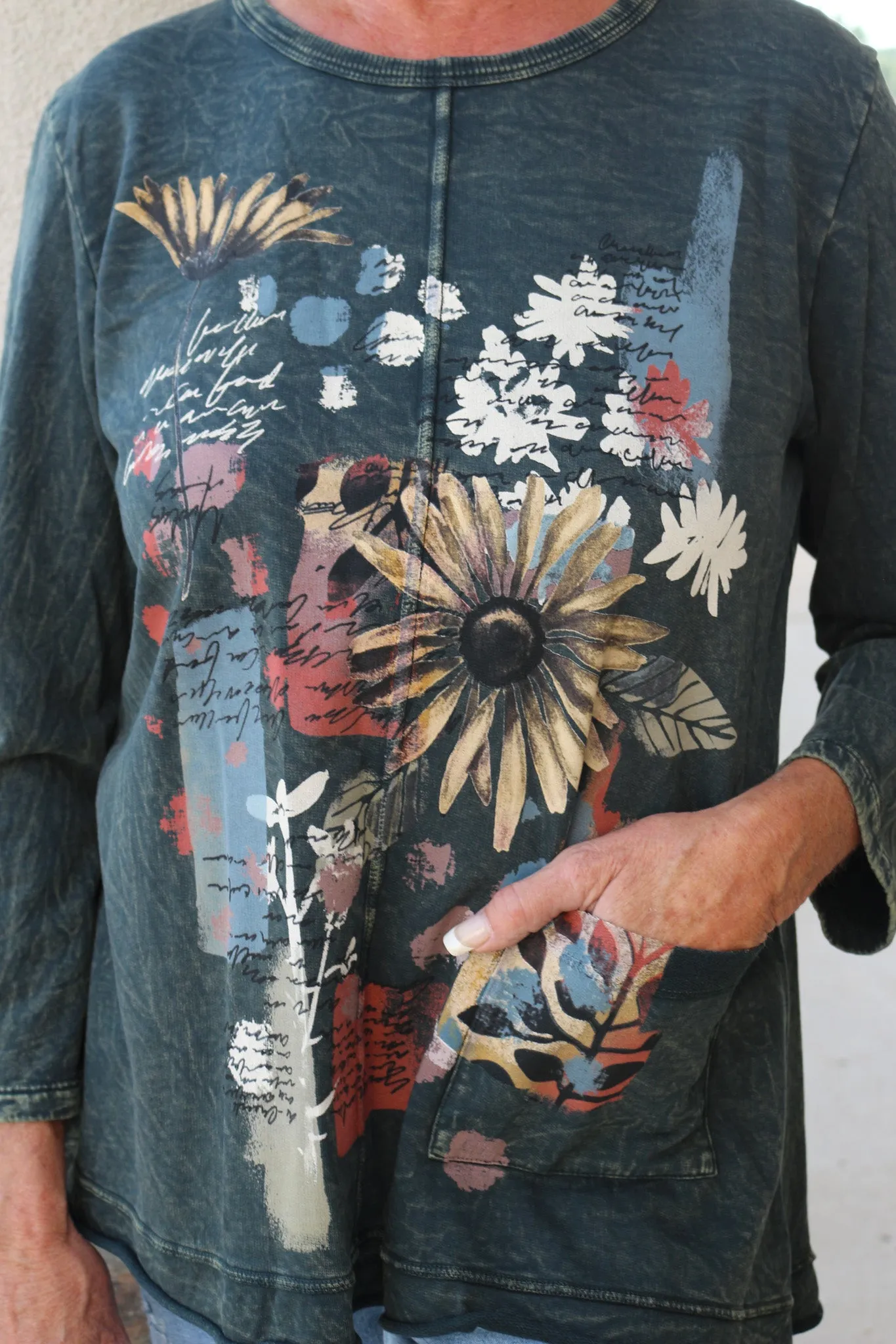Jess & Jane "Golden" Mineral Wash Fleece Tunic Top