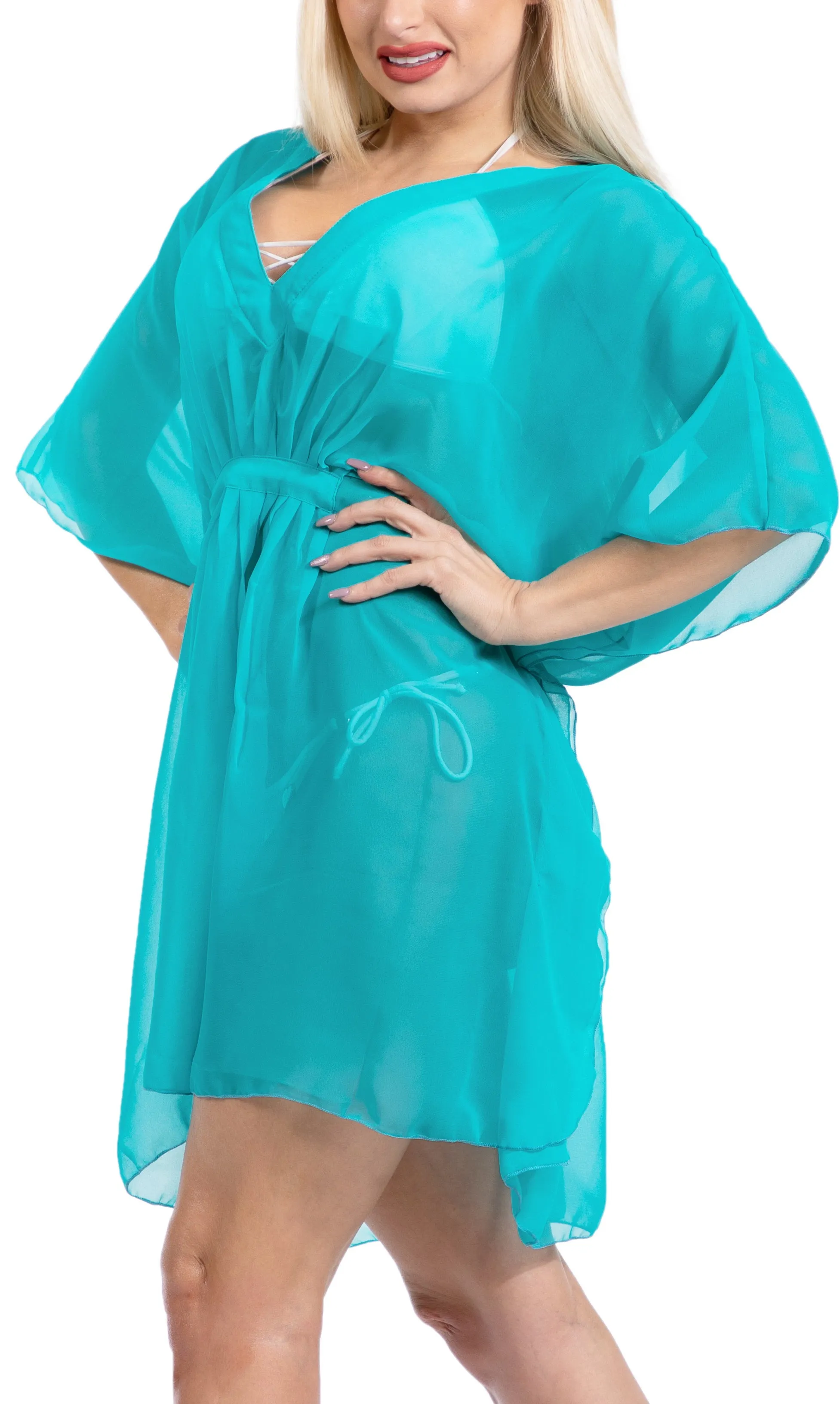 LA LEELA Women's Beach Cover ups Bikini Swimwear OSFM 4-14 [S-L] Green_X959