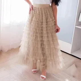 Ladies Guazy Midi Tiered Skirt GWRA