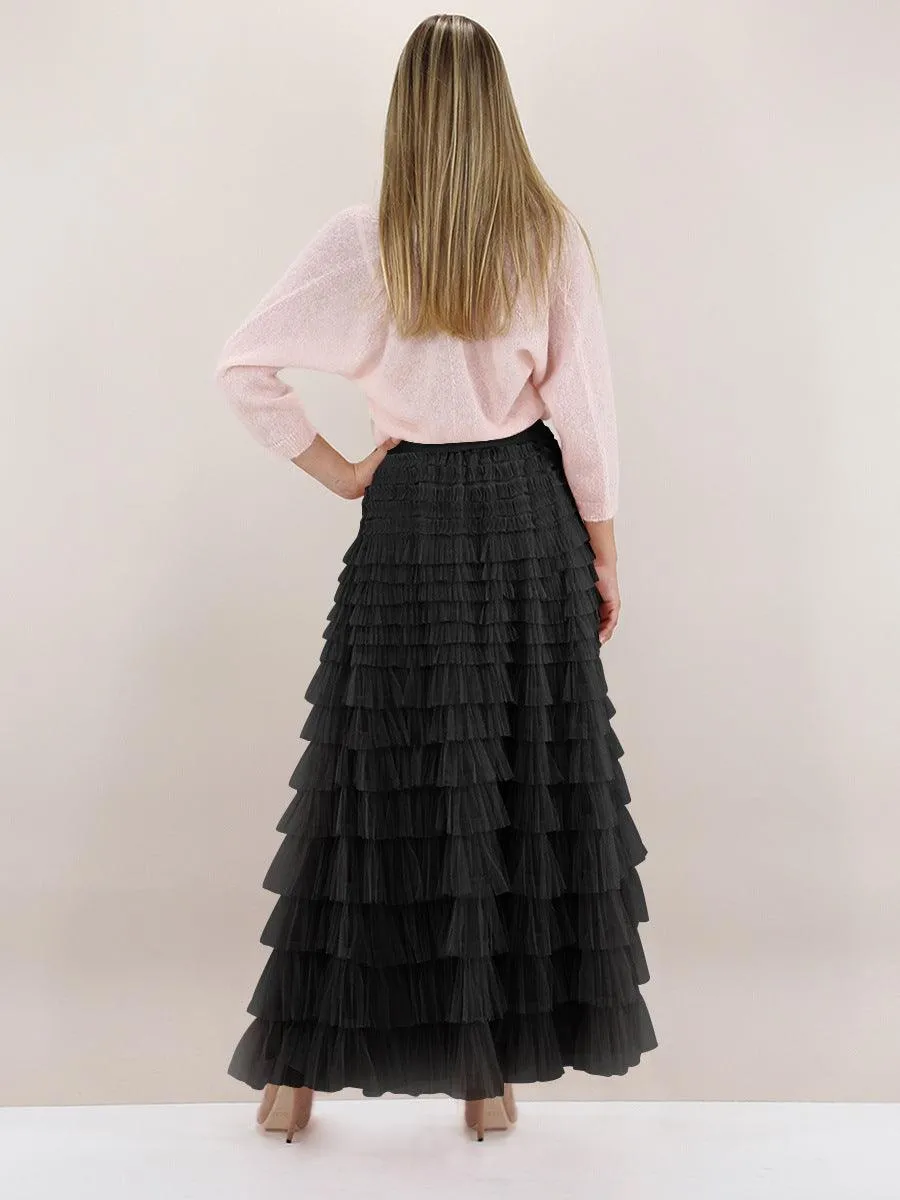Ladies Guazy Midi Tiered Skirt GWRA