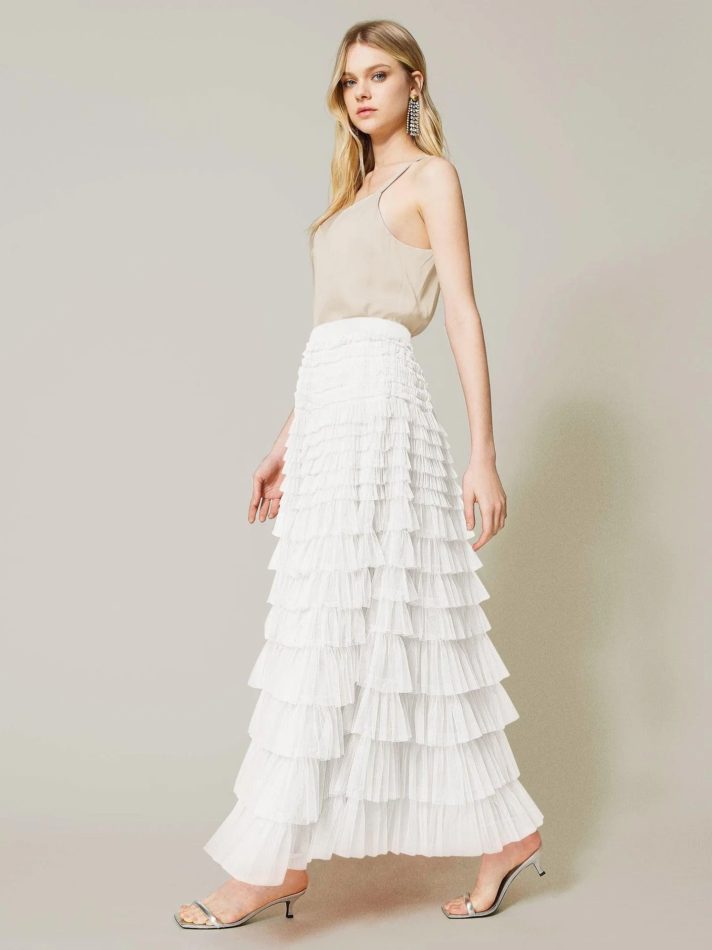 Ladies Guazy Midi Tiered Skirt GWRA