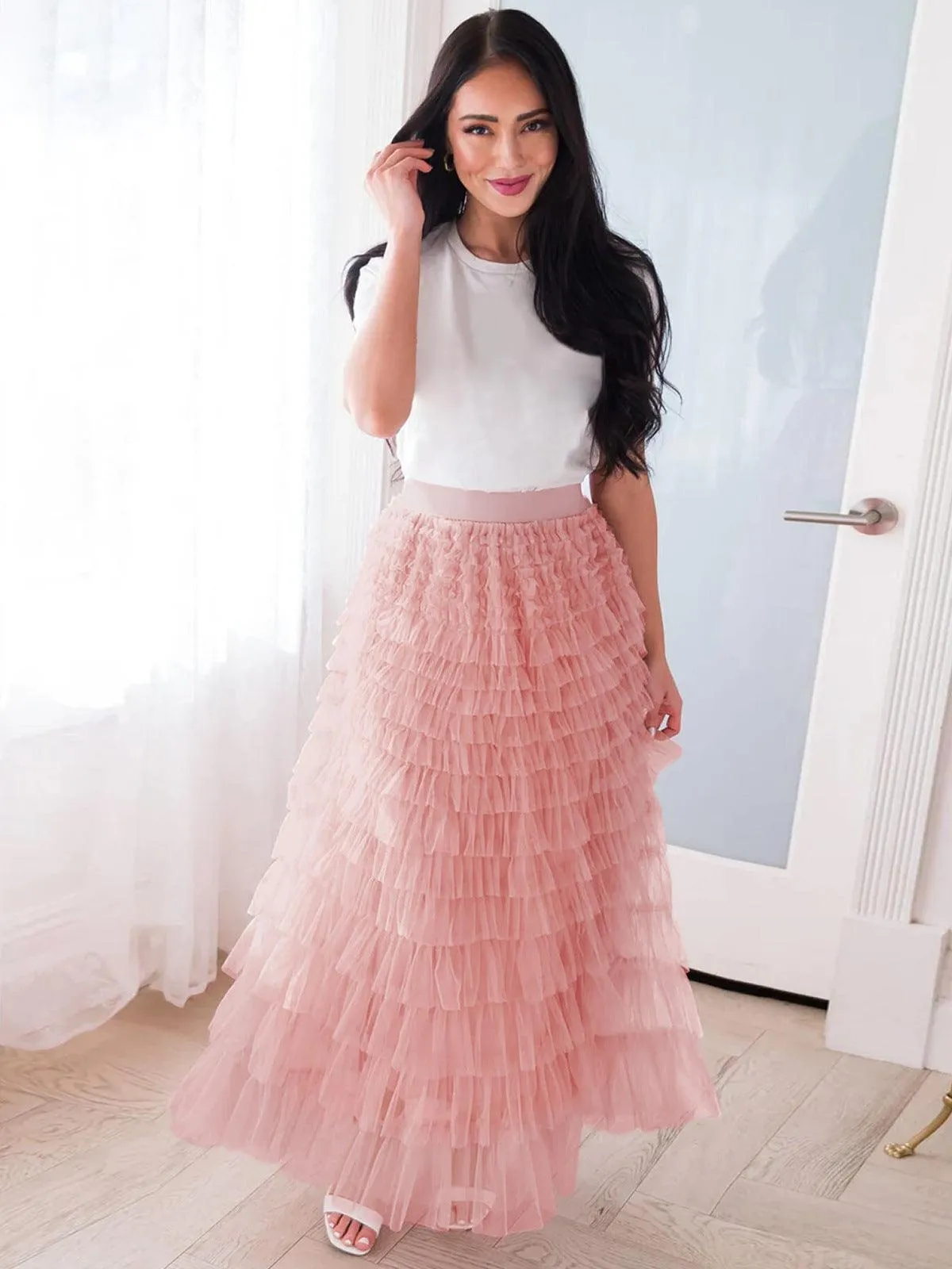 Ladies Guazy Midi Tiered Skirt GWRA