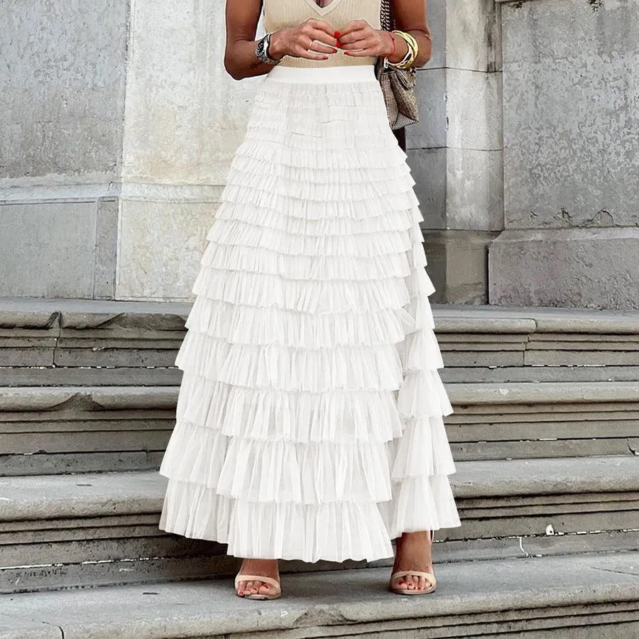 Ladies Guazy Midi Tiered Skirt GWRA