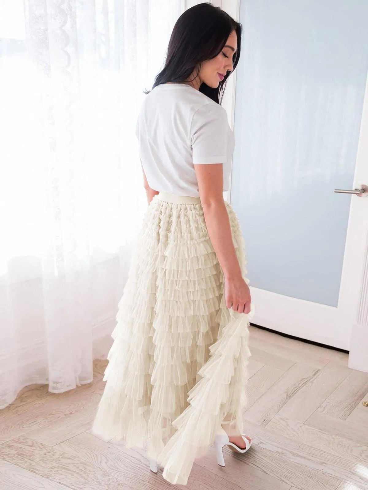 Ladies Guazy Midi Tiered Skirt GWRA