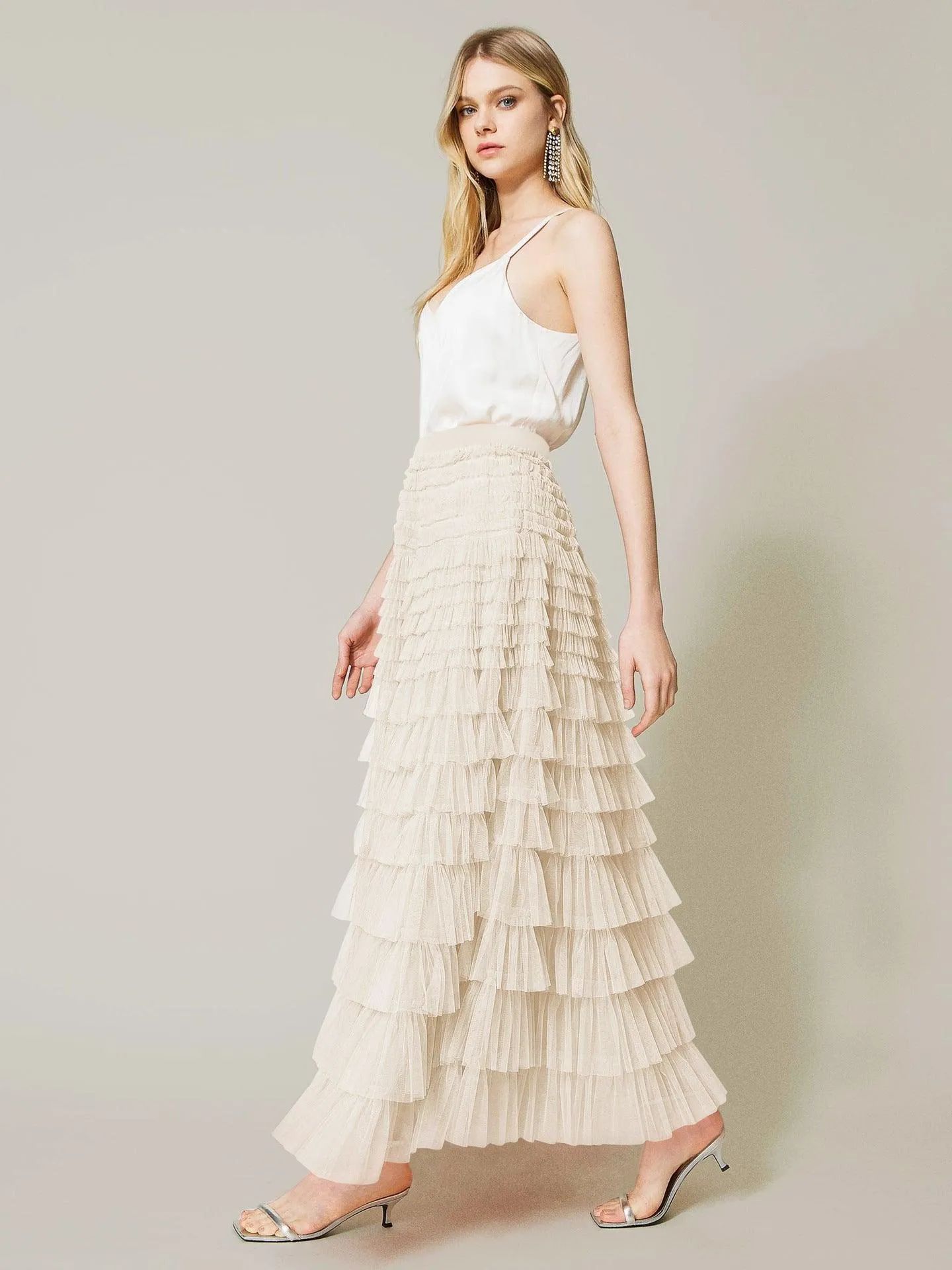 Ladies Guazy Midi Tiered Skirt GWRA