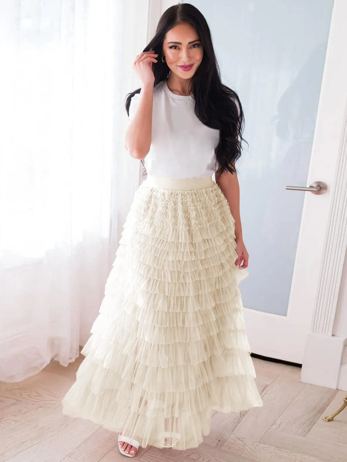 Ladies Guazy Midi Tiered Skirt GWRA