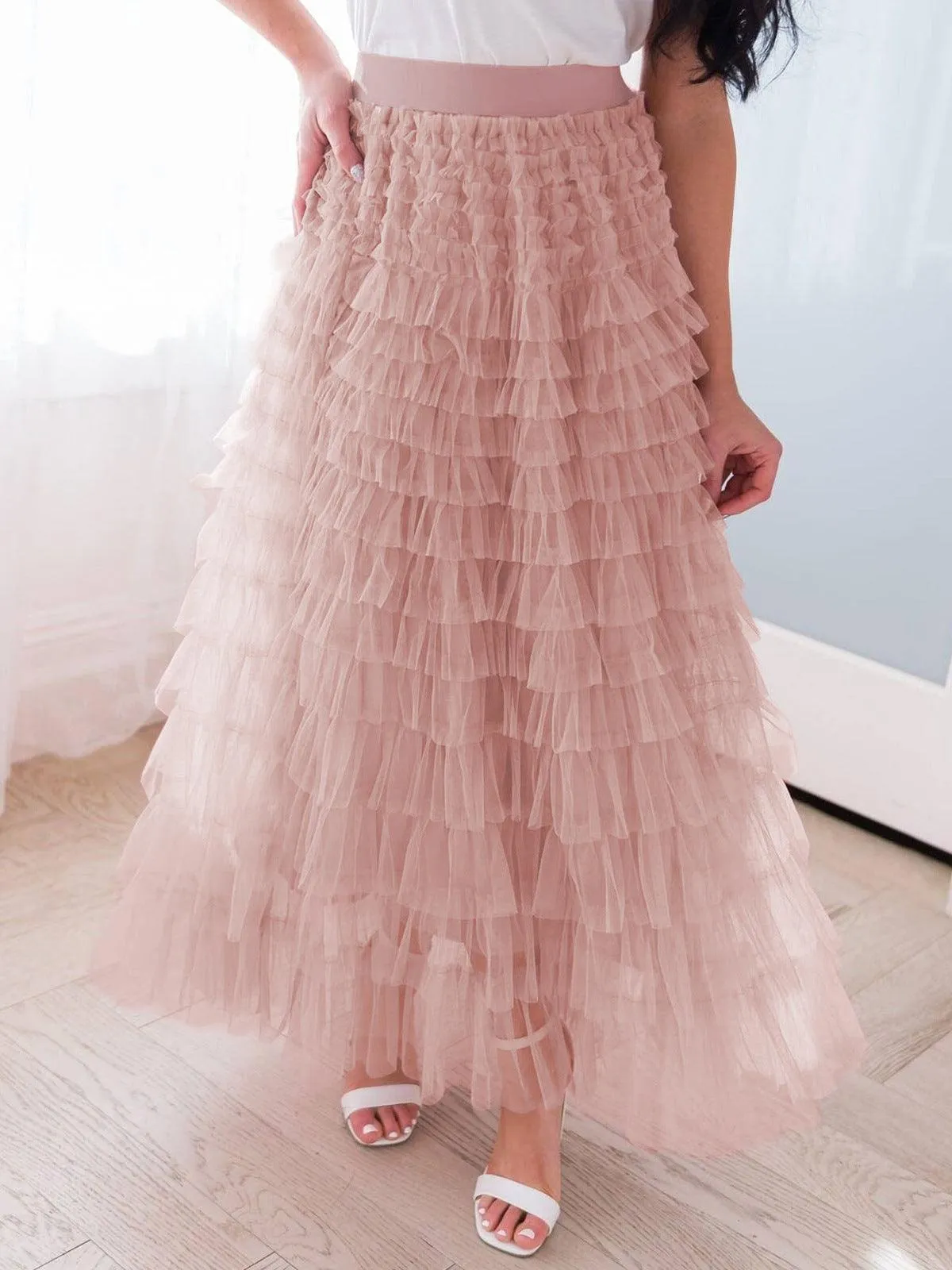 Ladies Guazy Midi Tiered Skirt GWRA