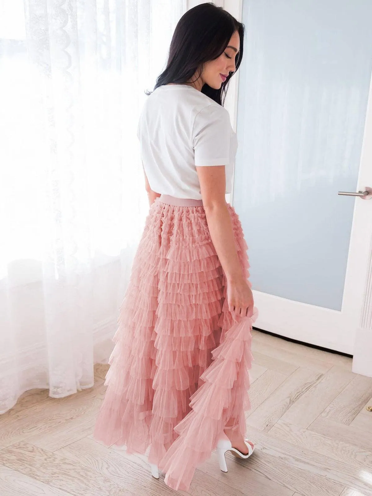 Ladies Guazy Midi Tiered Skirt GWRA