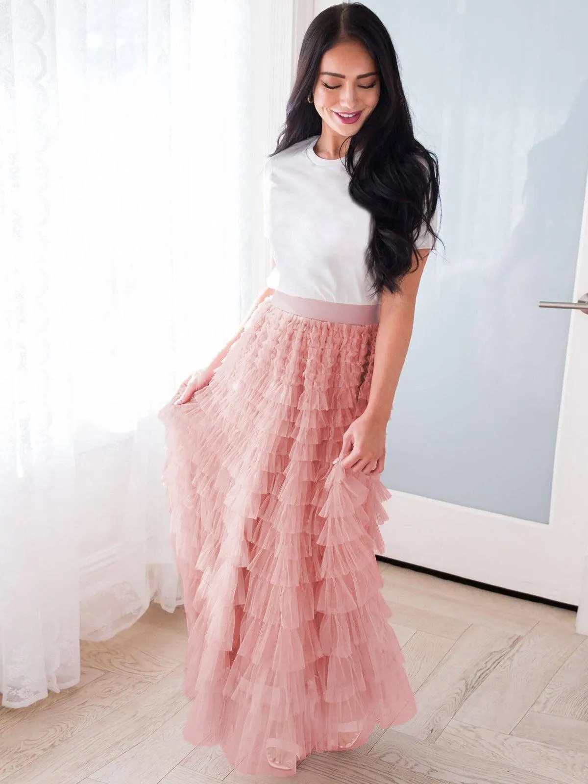 Ladies Guazy Midi Tiered Skirt GWRA