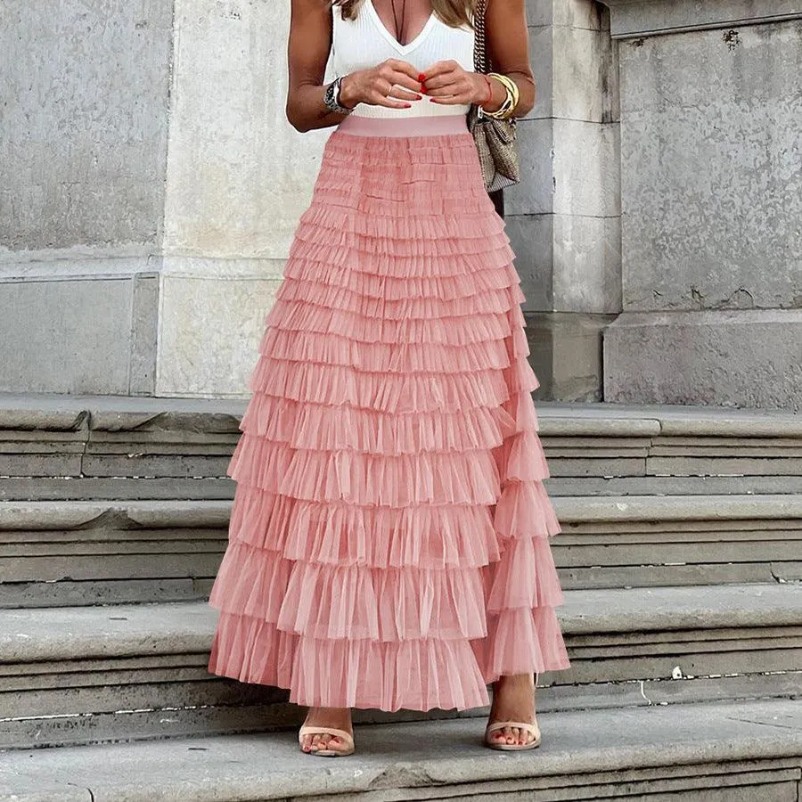 Ladies Guazy Midi Tiered Skirt GWRA