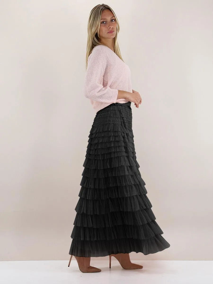 Ladies Guazy Midi Tiered Skirt GWRA