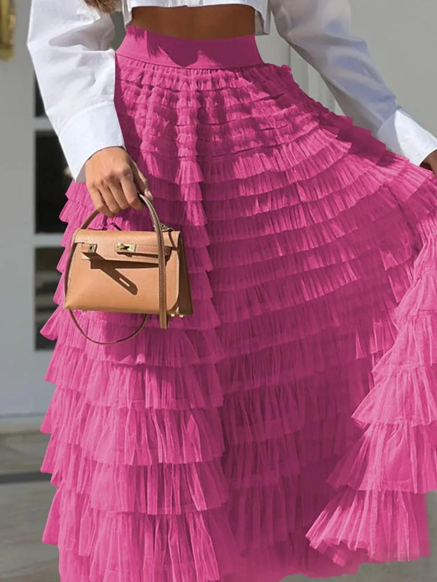 Ladies Guazy Midi Tiered Skirt GWRA