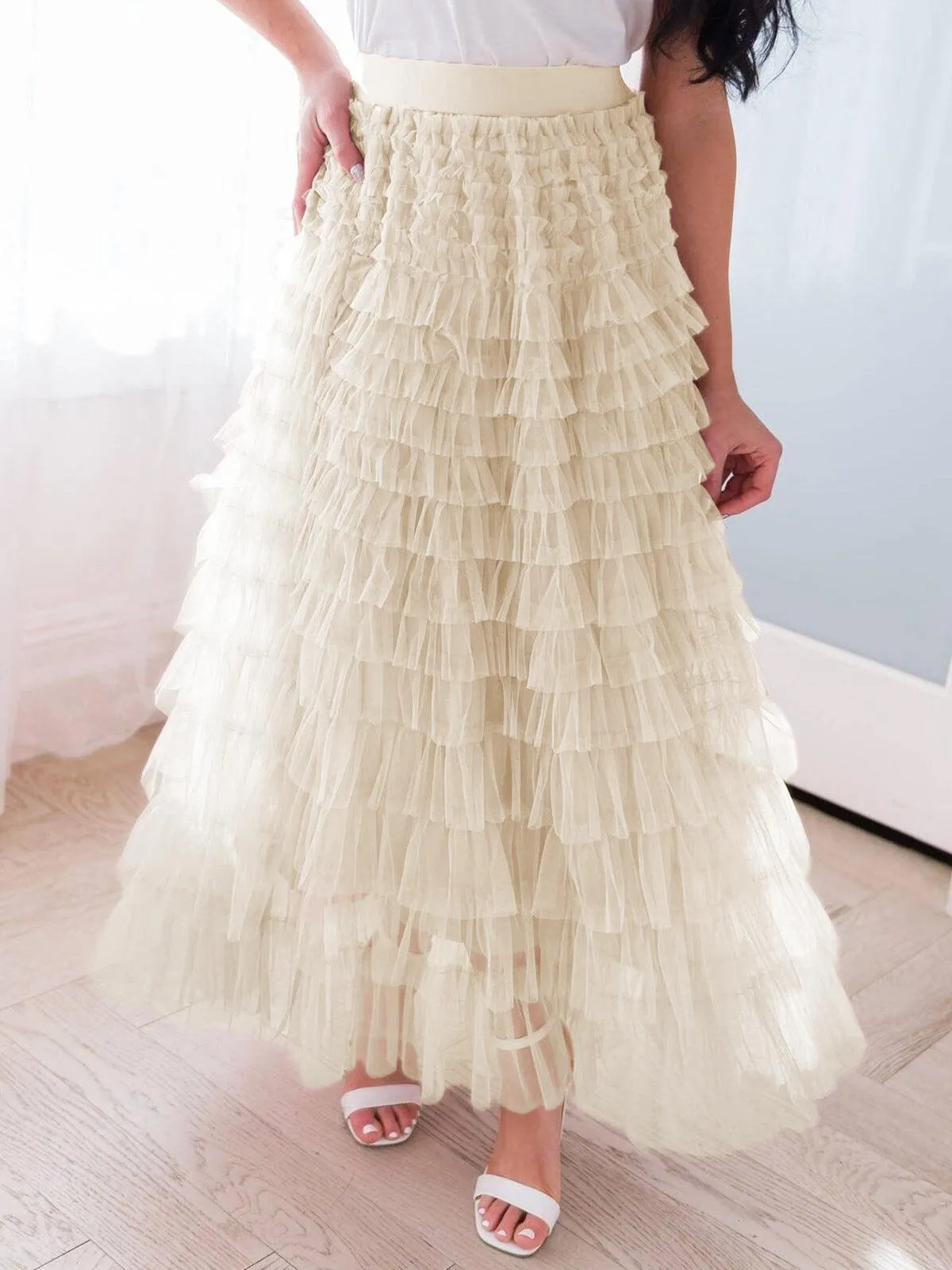 Ladies Guazy Midi Tiered Skirt GWRA
