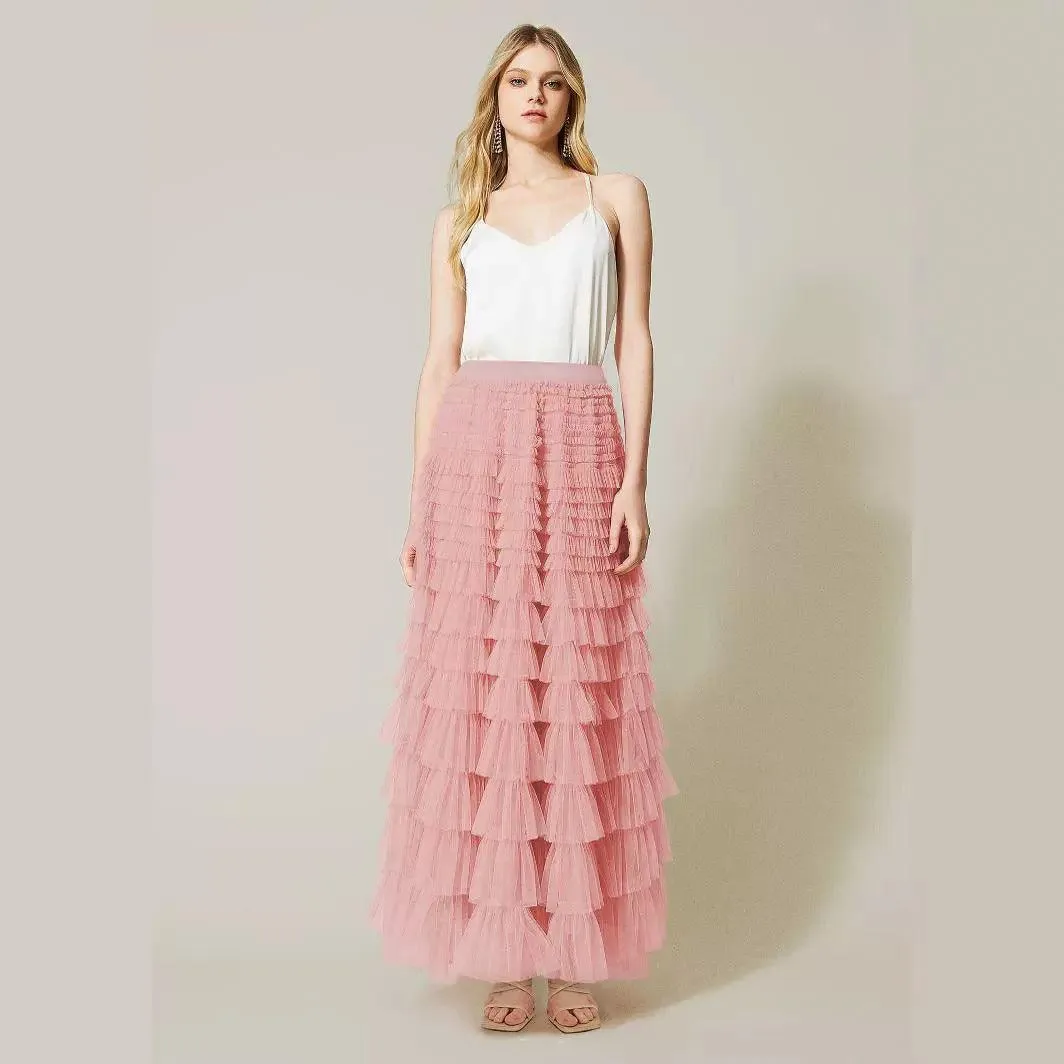 Ladies Guazy Midi Tiered Skirt GWRA