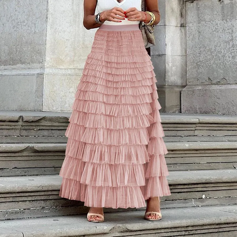 Ladies Guazy Midi Tiered Skirt GWRA