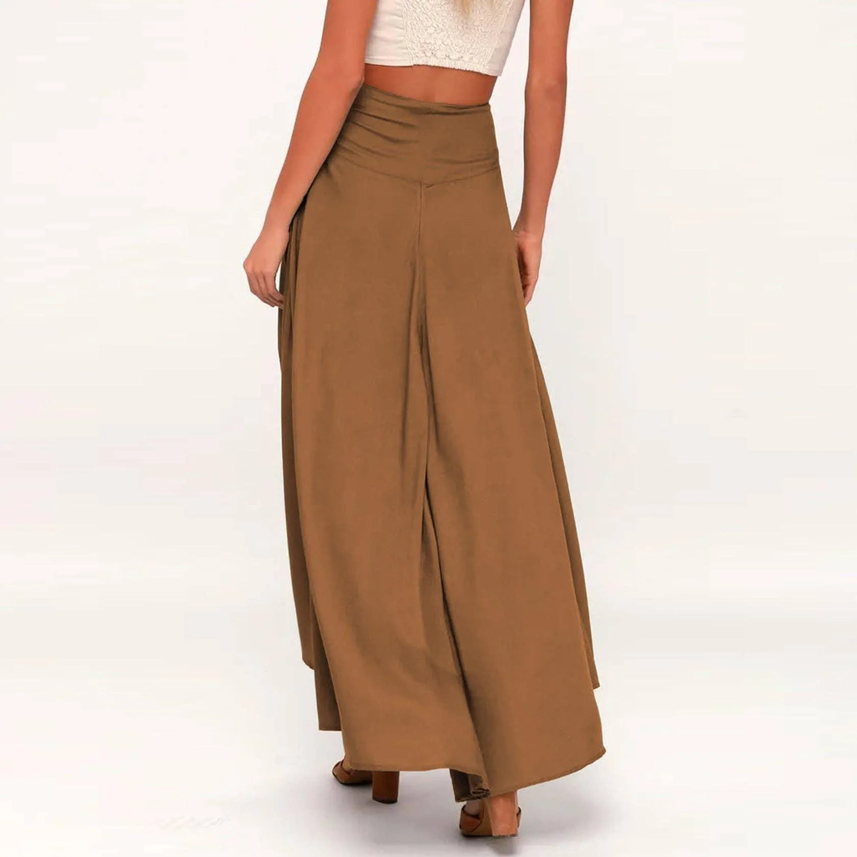 Ladies Inregualr Flounce Daily Ruffled Midi Skirt GQRB