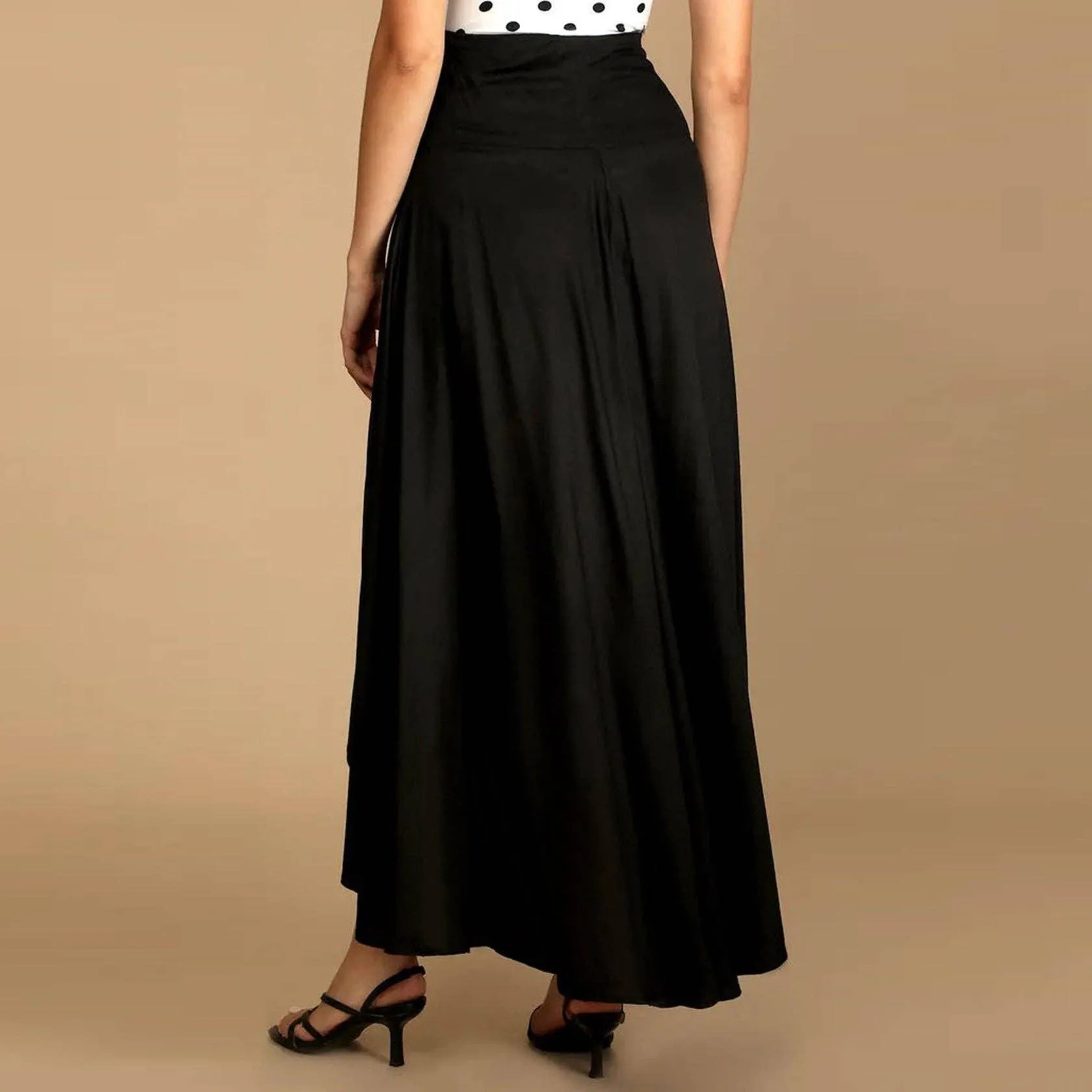 Ladies Inregualr Flounce Daily Ruffled Midi Skirt GQRB