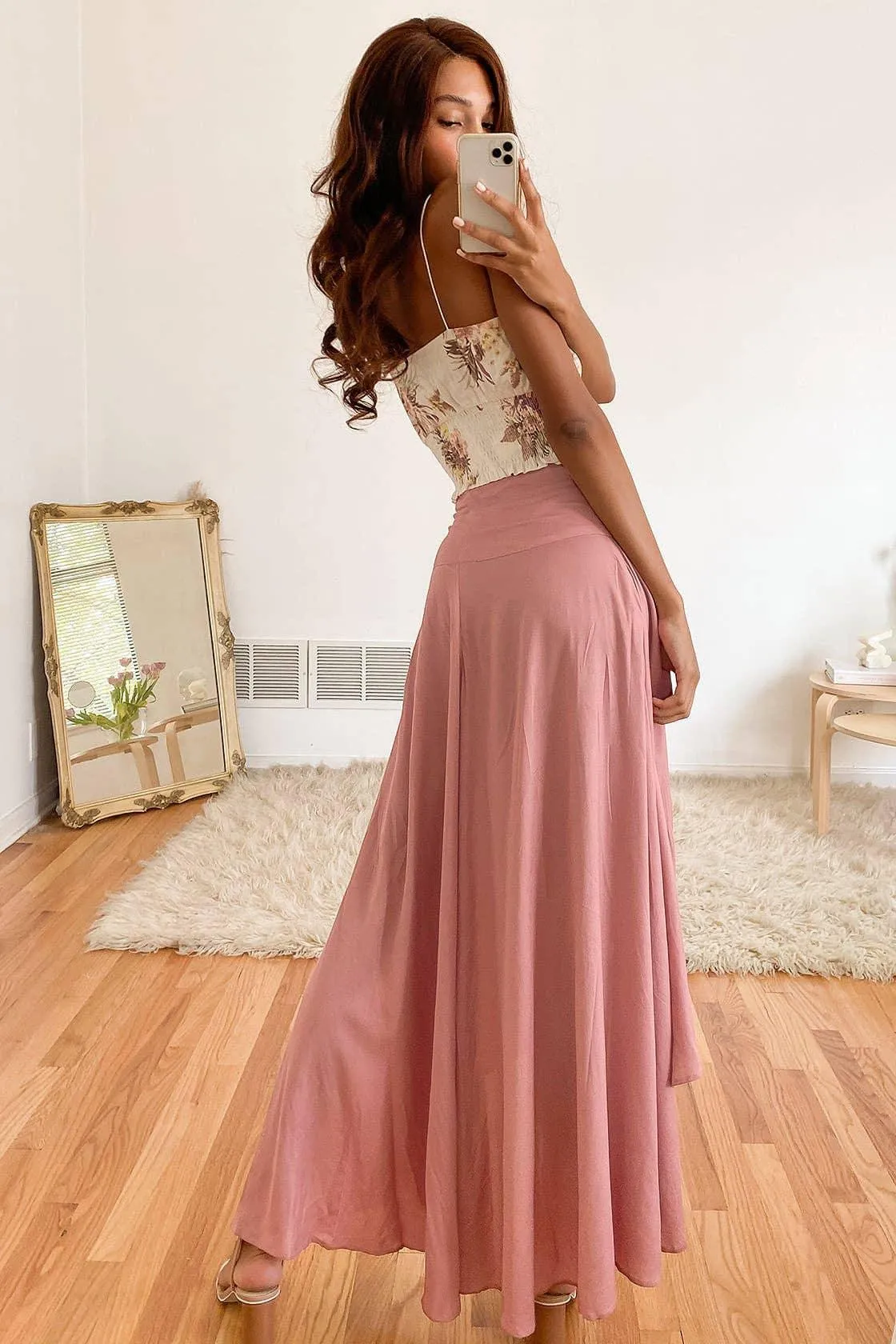 Ladies Inregualr Flounce Daily Ruffled Midi Skirt GQRB