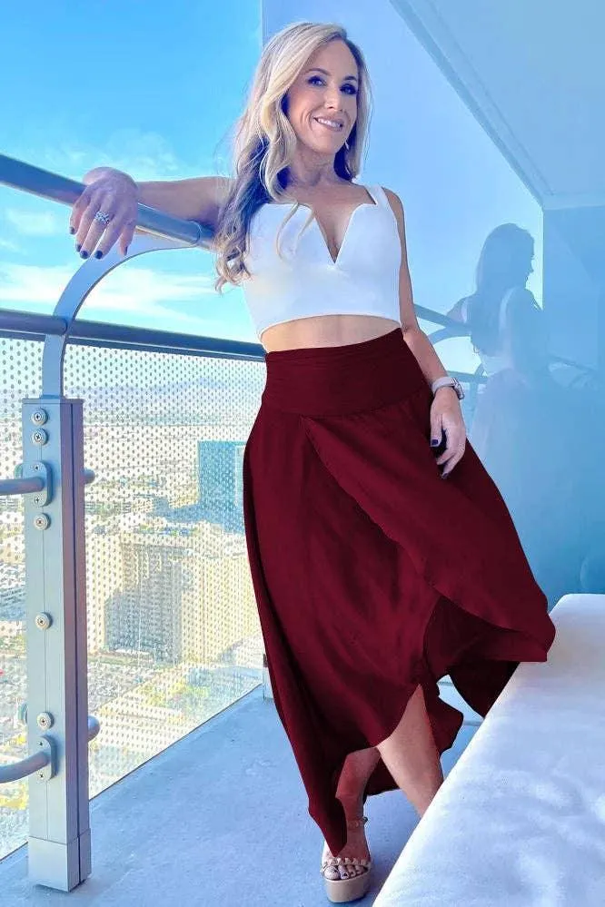Ladies Inregualr Flounce Daily Ruffled Midi Skirt GQRB