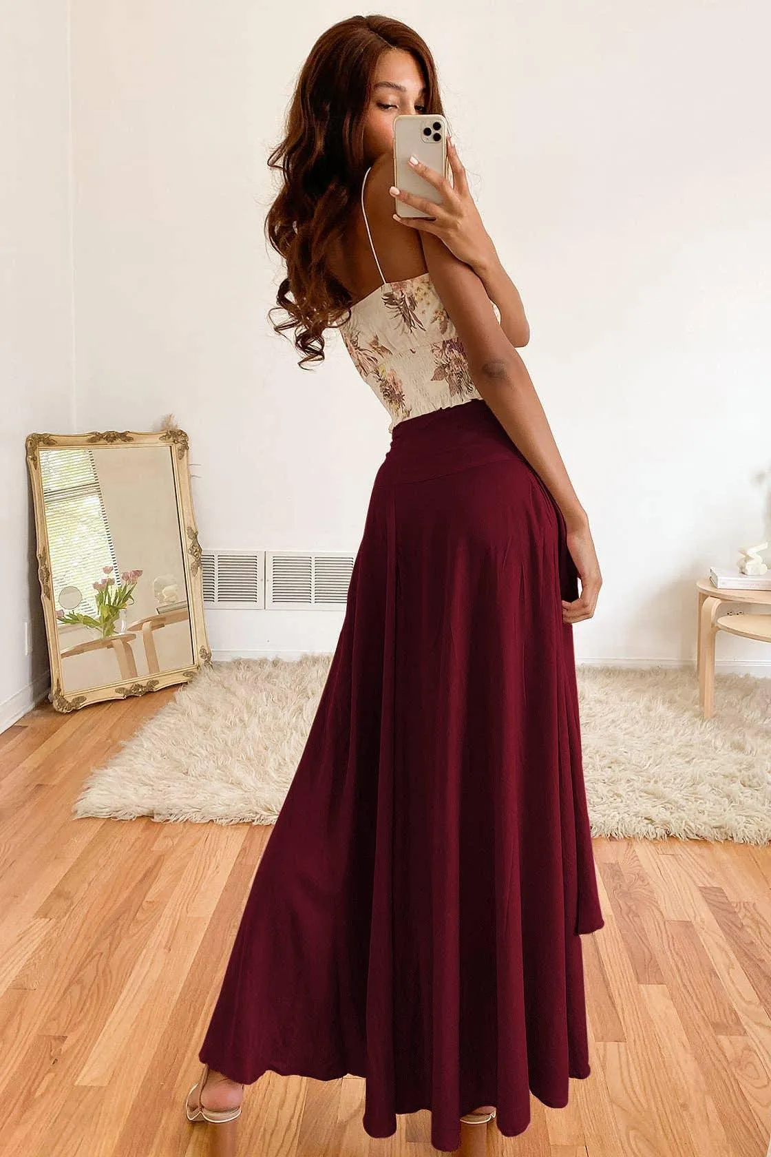 Ladies Inregualr Flounce Daily Ruffled Midi Skirt GQRB
