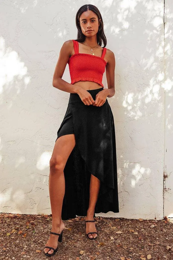 Ladies Inregualr Flounce Daily Ruffled Midi Skirt GQRB